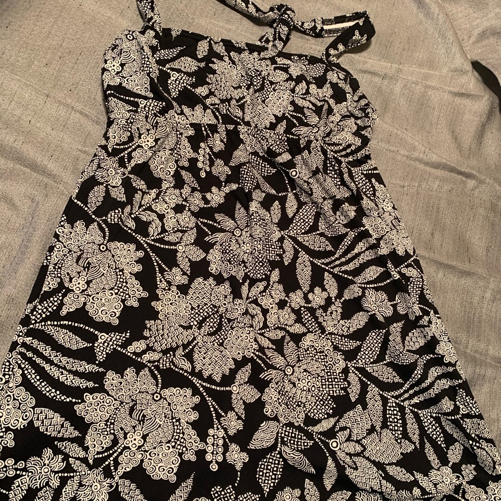 Blank and white floral swim dress